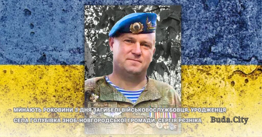 Минають роковини з дня загибелі військовослужбовця, уродженця села Голубівка Зноб-Новгородської громади, Сергія Рєзніка